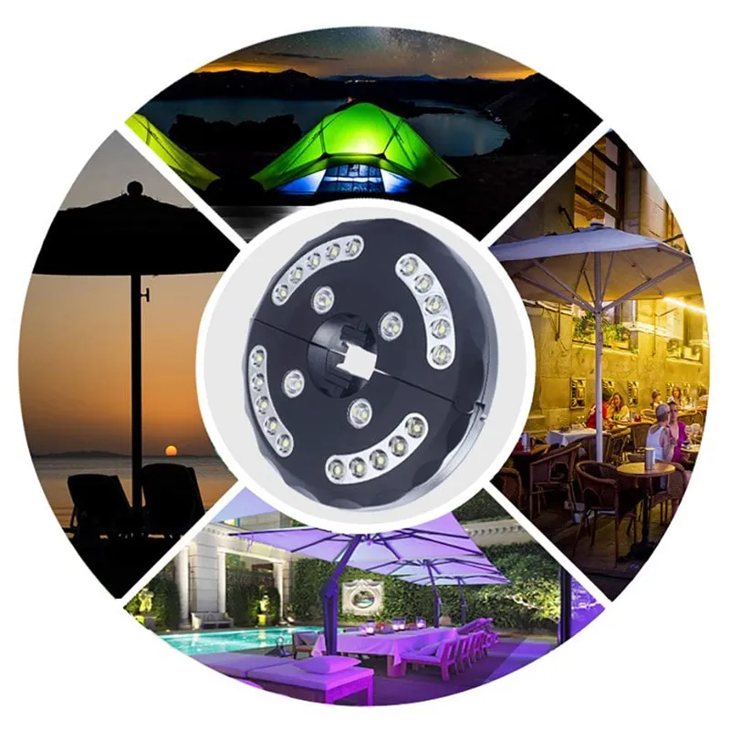 12W Rechargeable Cordless Camping Umbrella Lights