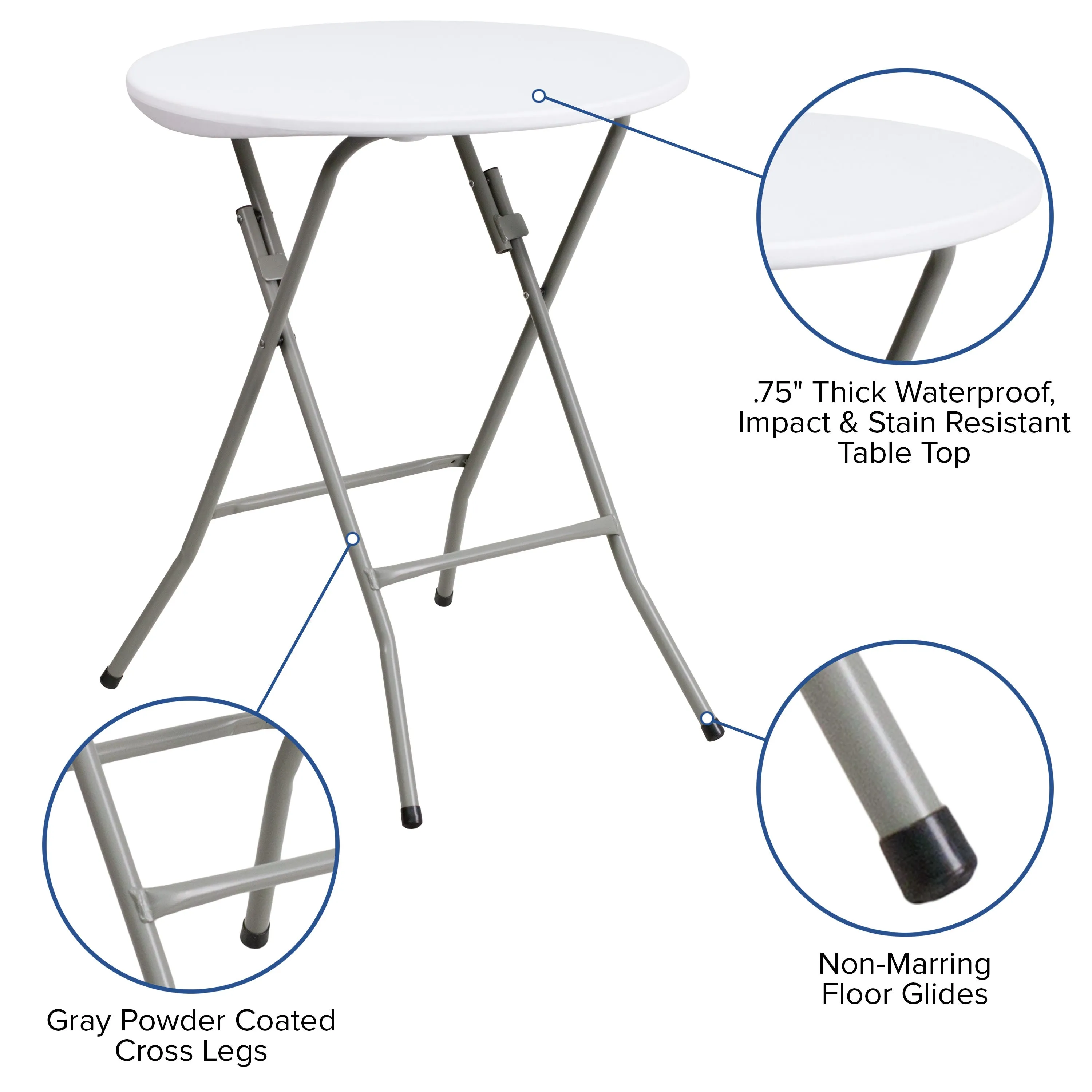 2-Foot Round Plastic Folding Table