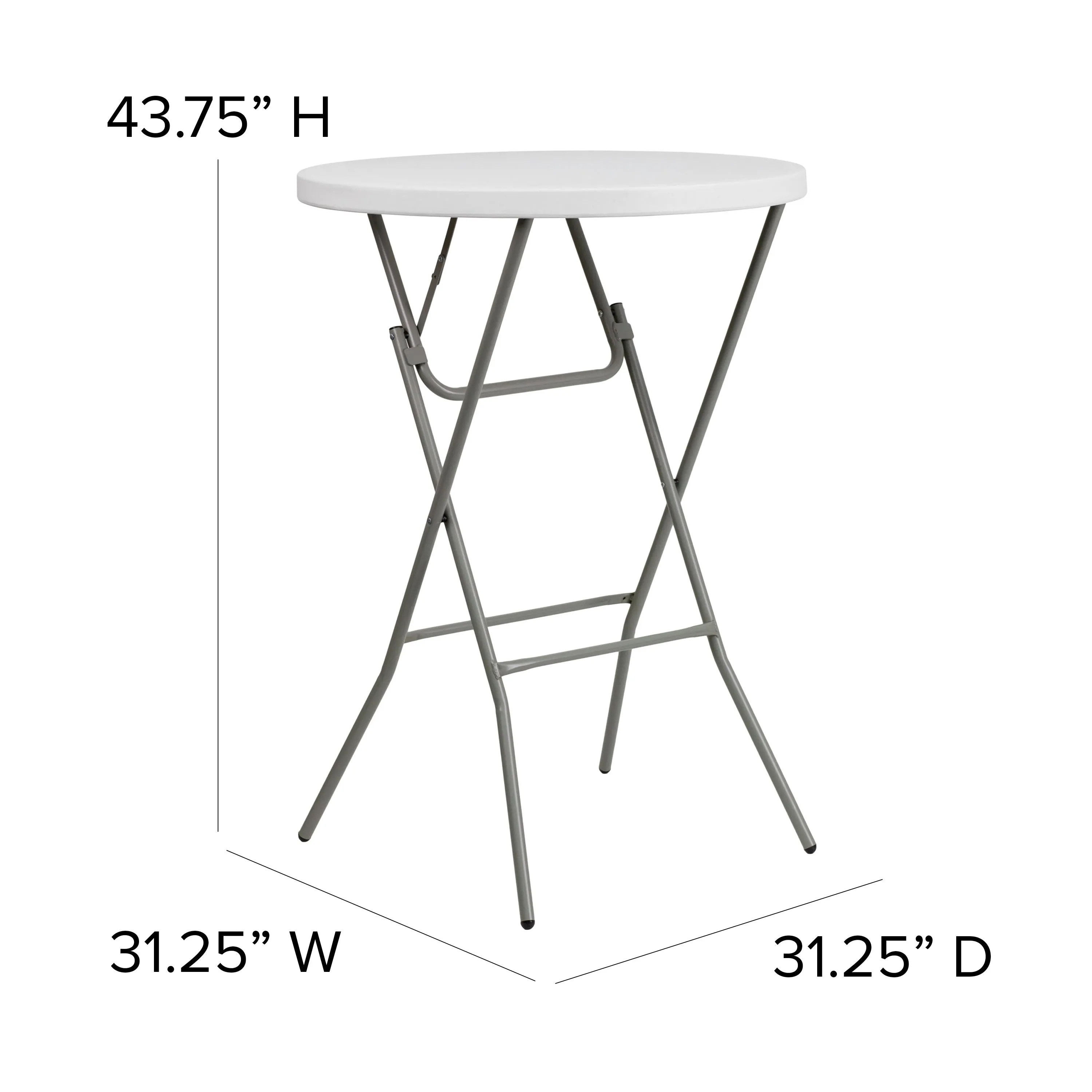 2.6-Foot Round Plastic Bar Height Folding Table