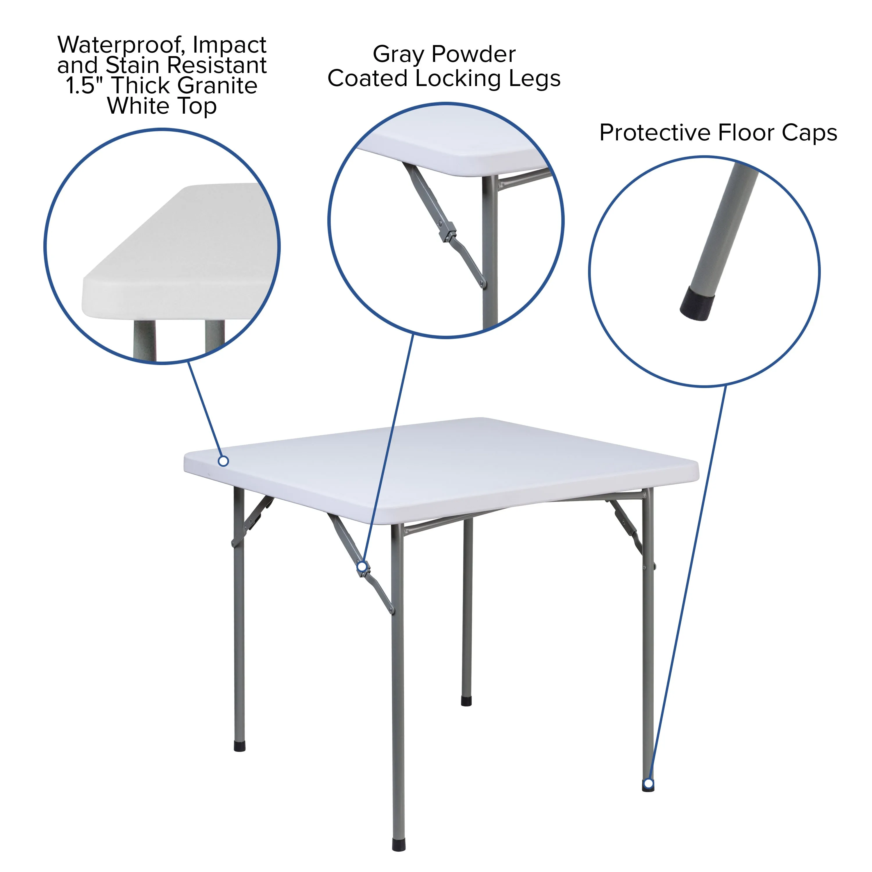 2.81-Foot Square Plastic Folding Table