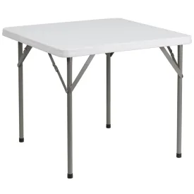 2.85-Foot Square Granite White Plastic Folding Table By Flash Furniture