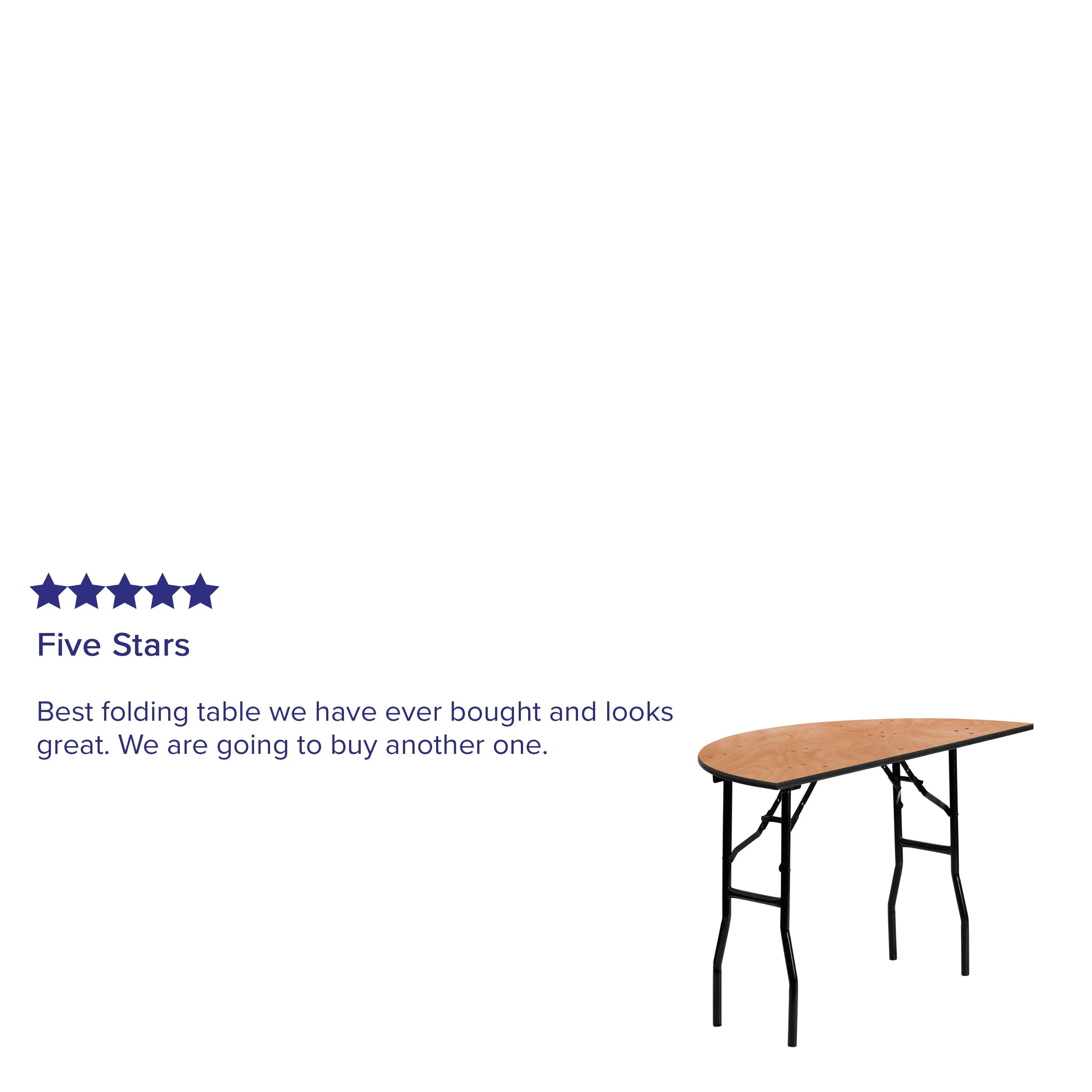 4-Foot Half-Round Wood Folding Banquet Table