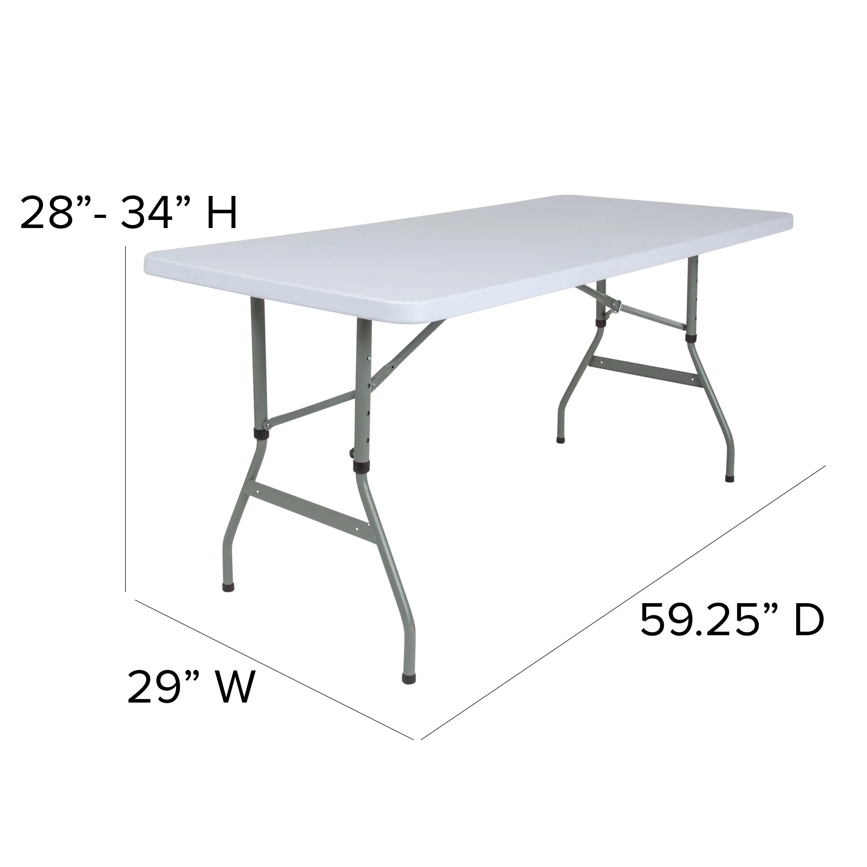 4.93-Foot Height Adjustable Plastic Folding Table