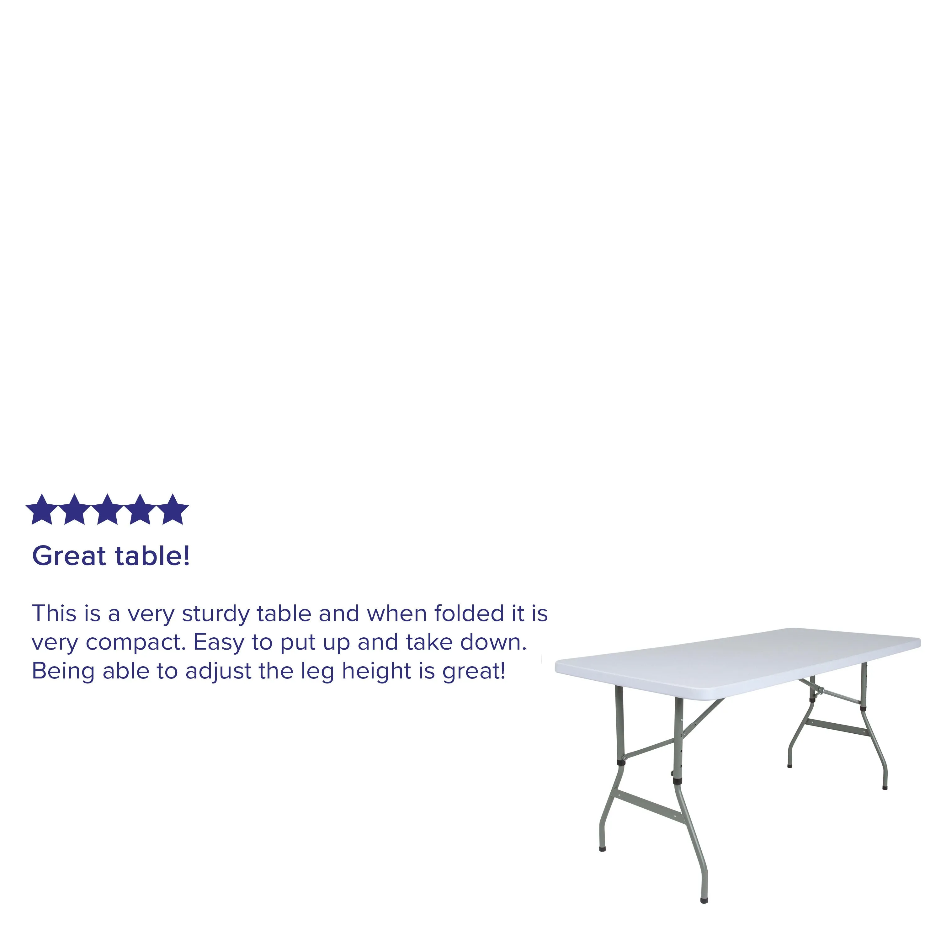 4.93-Foot Height Adjustable Plastic Folding Table