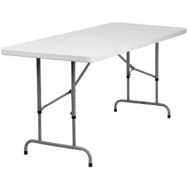 6-Foot Height Adjustable Plastic Folding Table