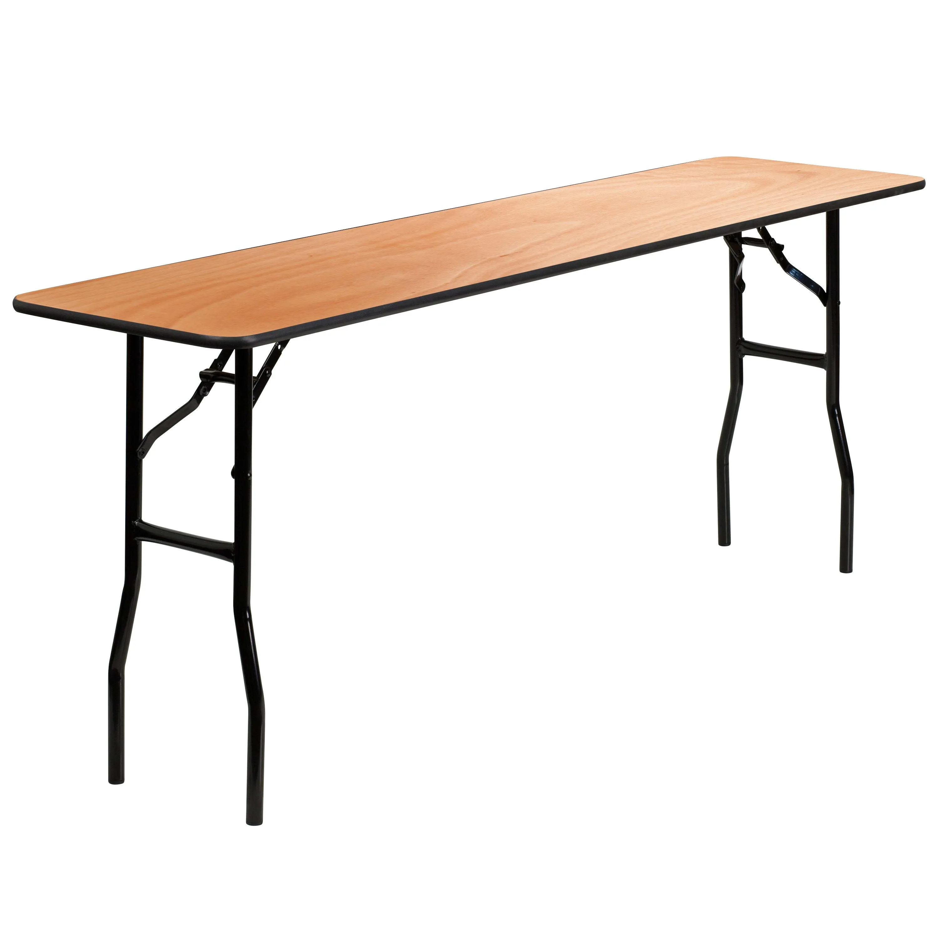 6-Foot Rectangular Wood Folding Training / Seminar Table with Smooth Clear Coated Finished Top