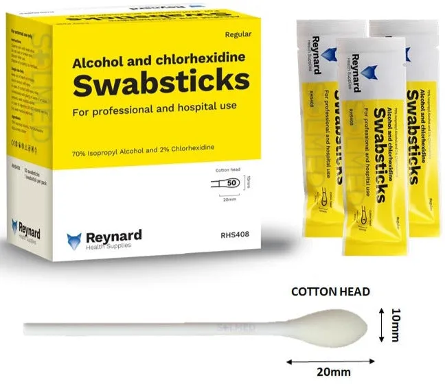 ALCOHOL & CHLORHEXIDINE COTTON SWAB STICKS X 10