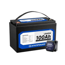 Atem Power 100Ah 12V Lithium Battery LiFePO4 Deep Cycle & Voltage Sensitive Relay