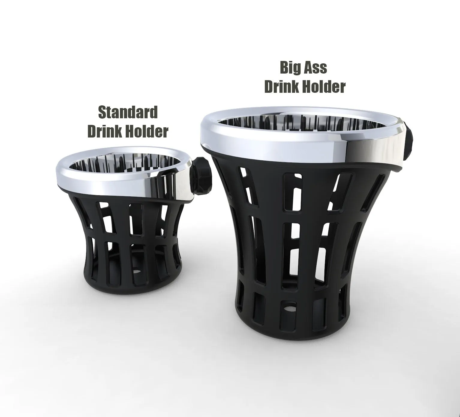 Ciro Big Ass Drink Holder-Rider and Passenger Mount Options-Harley & Metric-Chrome