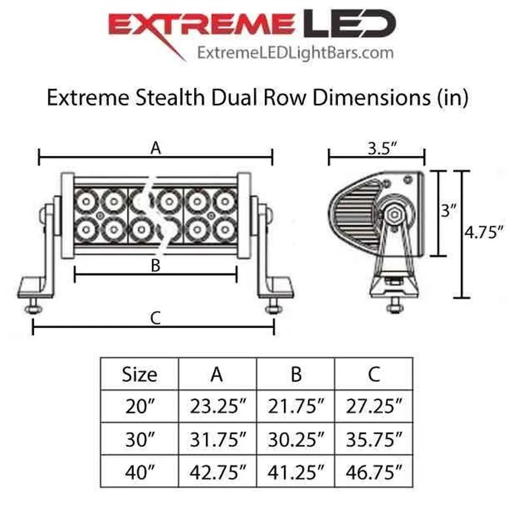 Extreme LED - 20" Extreme Stealth Dual Row 150W Combo Beam LED Light Bar