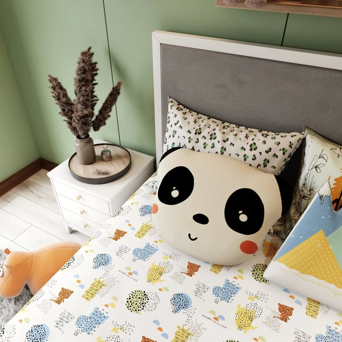 Fancy Fluff Kids Double Bedsheet Set- Animal Planet