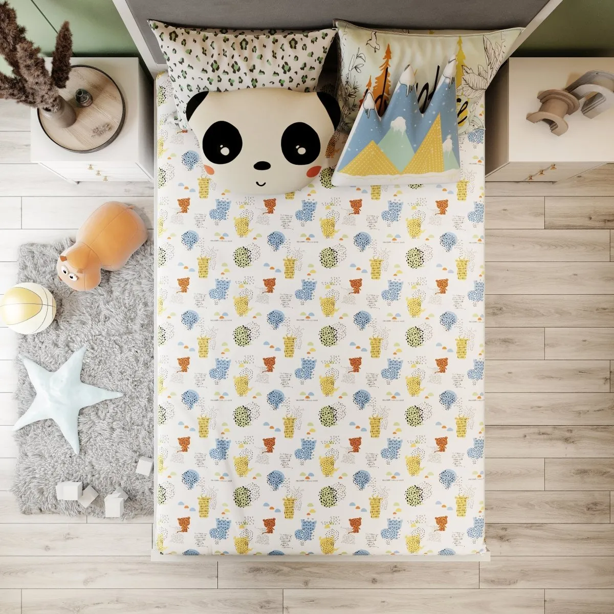 Fancy Fluff Kids Double Bedsheet Set- Animal Planet