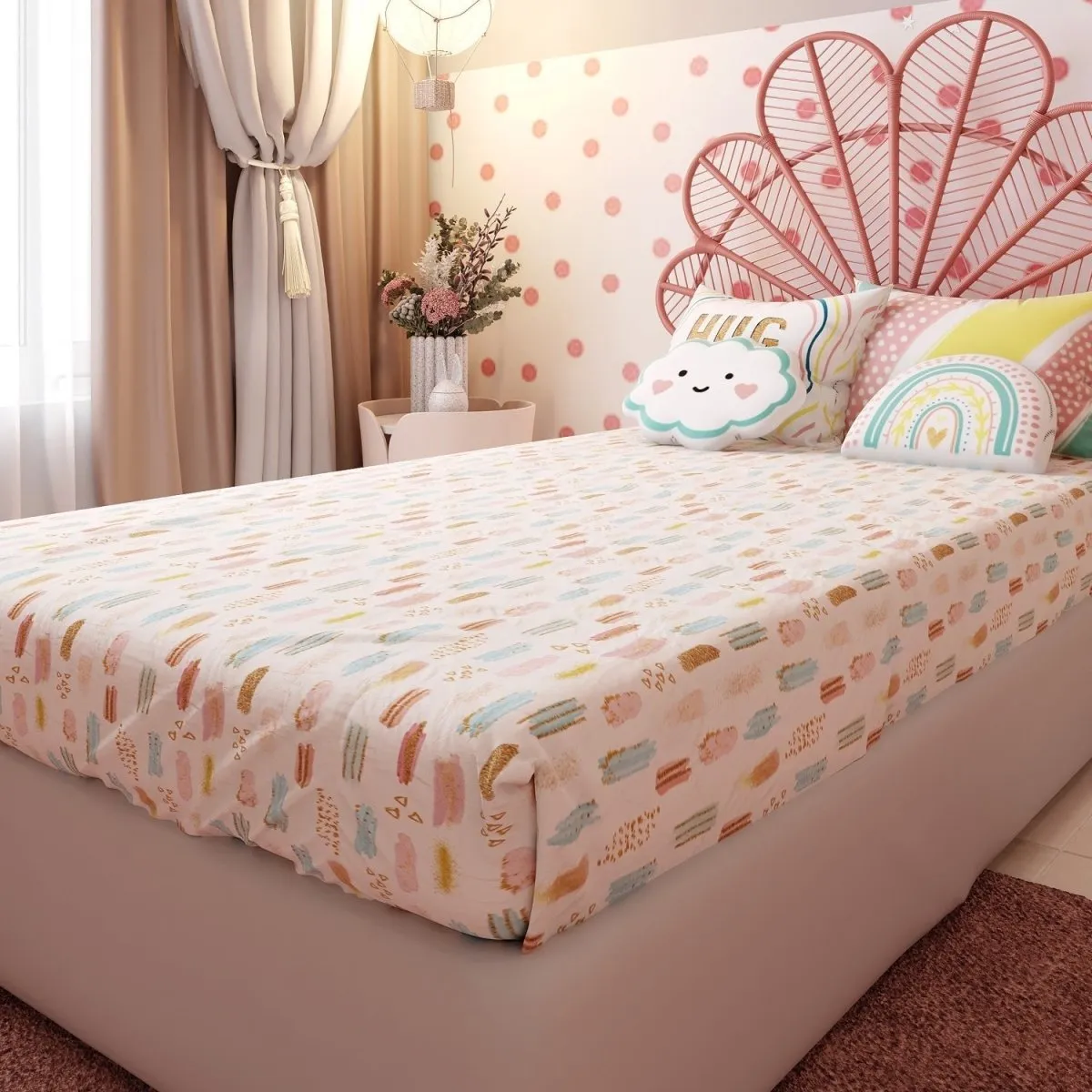 Fancy Fluff Kids Single Bedsheet Set- Boho Vibes