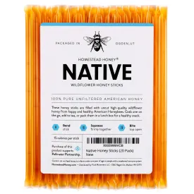 Fluid Movement Native Honey Sticks For Tea, Honey Packets Single Serve Honey