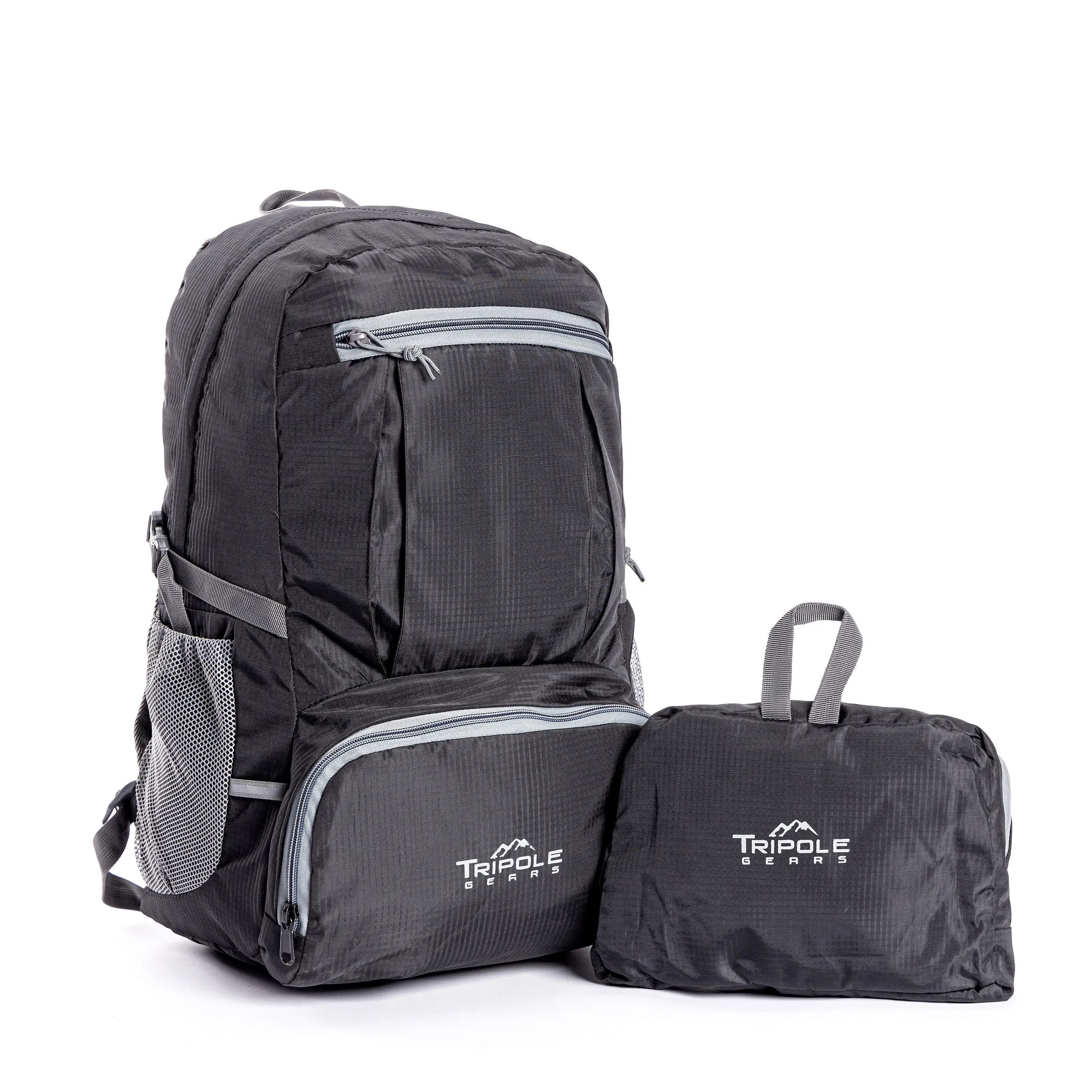 Foldable PAKEASY Backpack and Day Bag for Hiking and Day Trips | Black