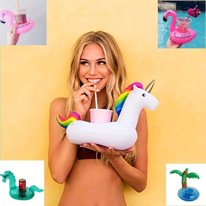 Fun Unicorn  Flamingo Inflatable Cup Holders  Perfect Party Decor