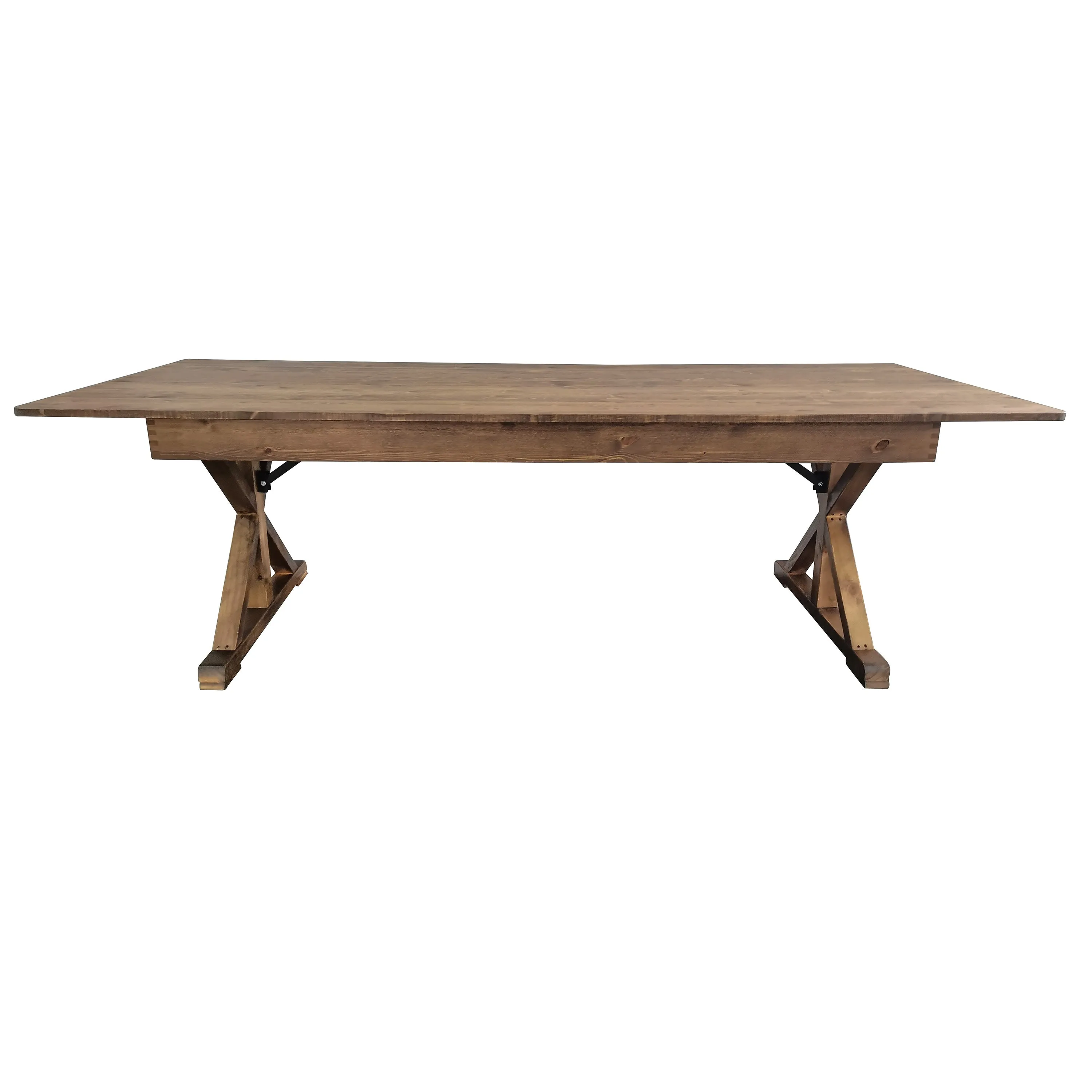 HERCULES 8' x 40" Rectangular Solid Pine Folding Farm Table with X Legs