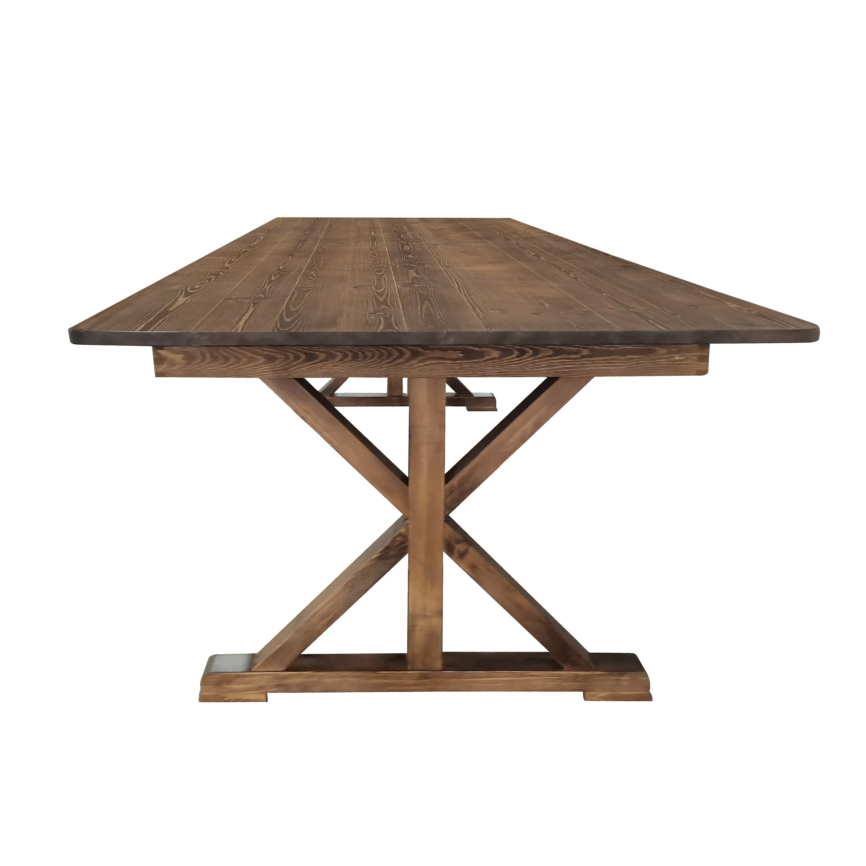 HERCULES 9' x 40" Rectangular Solid Pine Folding Farm Table with X Legs