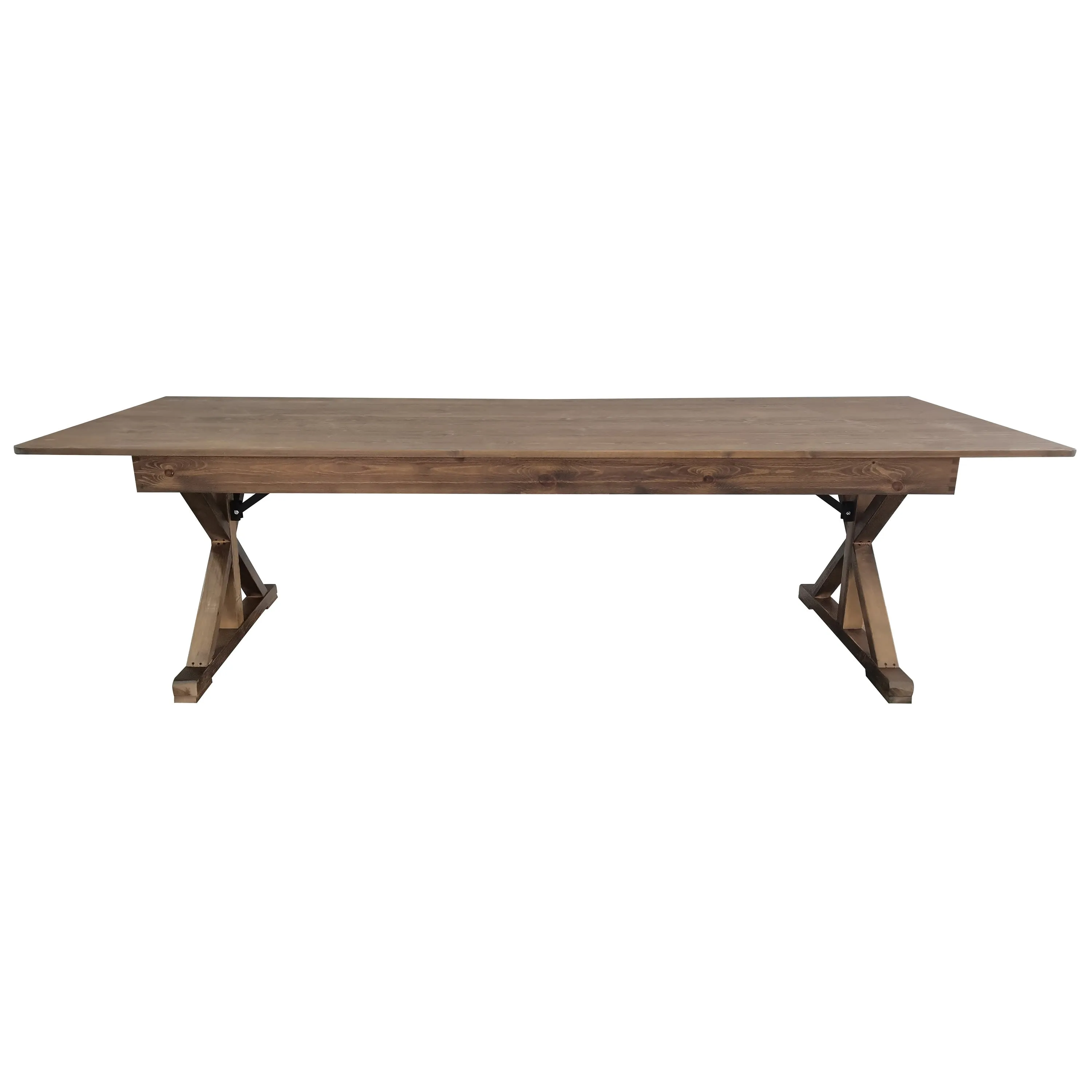 HERCULES 9' x 40" Rectangular Solid Pine Folding Farm Table with X Legs