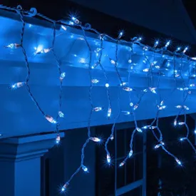 LED Indoor & Outdoor Snowing Icicle Chaser Lights with White Cable (180 Lights) - Blue