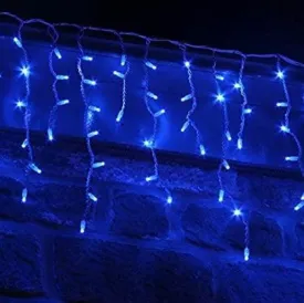 LED Snowing Icicle Indoor & Outdoor Christmas Fairy Lights with White Cable (360 Lights) - Blue Lights