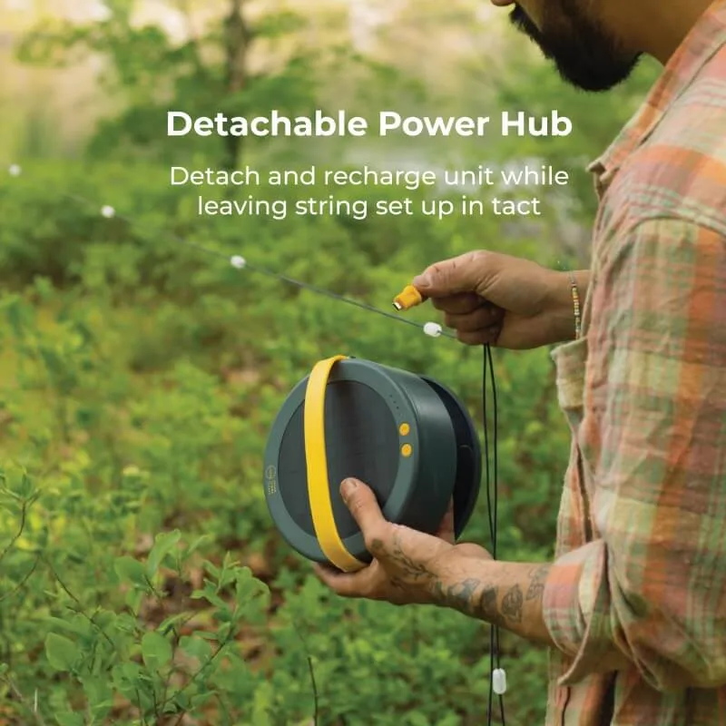 Luci Solar String Lights   Detachable Power Hub: White 44'