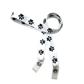 Paw Print Face mask holder lanyard 24" long in  with plastic snap fittings printed on 5/8" Ultra Lanyard fabric