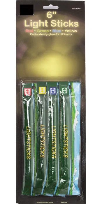 Red Green Blue Yellow - Glow-In-The-Dark Light Sticks 4 Pack 6 in.