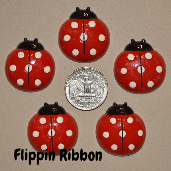 Red Lady Bug Resins with White Dots