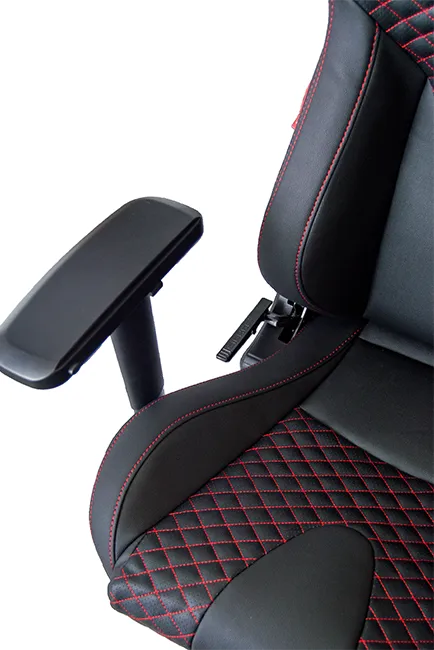 RS Racing Style Seat Black Leatherette Carbon Fiber with Red Diamond Stitching Premium Office/Gaming Chair