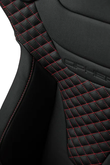 RS Racing Style Seat Black Leatherette Carbon Fiber with Red Diamond Stitching Premium Office/Gaming Chair