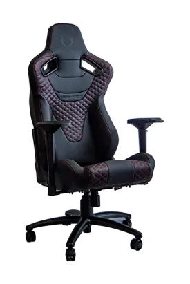 RS Racing Style Seat Black Leatherette Carbon Fiber with Red Diamond Stitching Premium Office/Gaming Chair