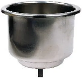 STAINLESS STEEL RECESSED DRINK HOLDER (4-1/4" OD x 3-7/8" D)