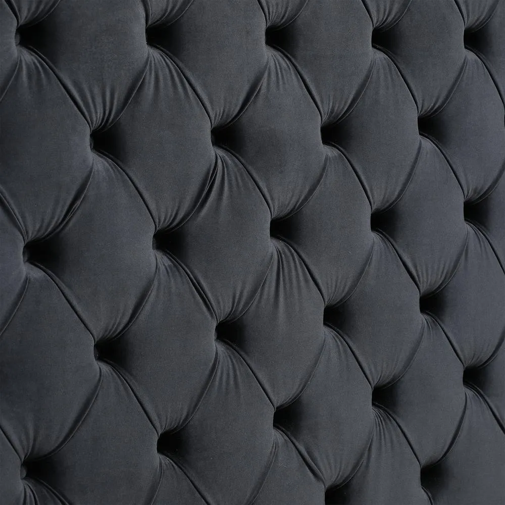 Velvet King Bed with Deep Button Tufting in Black