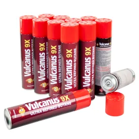 Vulcanus 9X Ultra Refined Butane Gas, Contents 12 x 300ml canisters (1BOX), Made in Korea