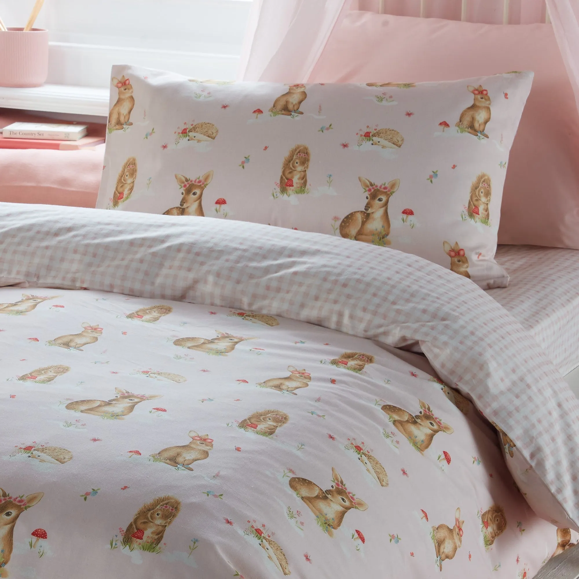 Woodland Friends Duvet Cover Set by Bedlam in Pink